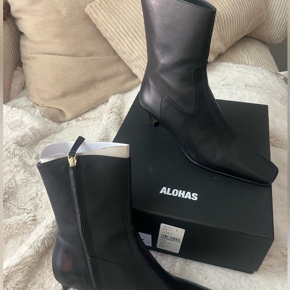 Alohas Nash Ankle Boots Black Leather - Picture 2 of 6